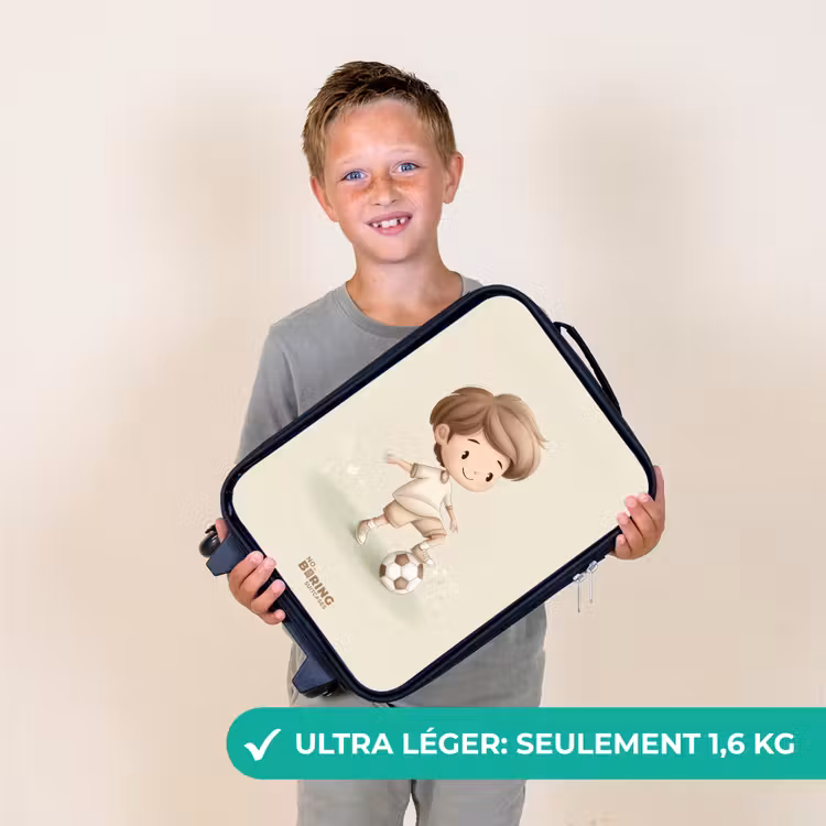 Valise enfant - Noir - Garçon avec un ballon de football dans des tons bruns — 2