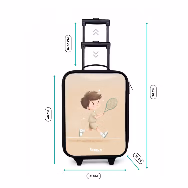 Valise enfant - Noir - Garçon jouant au tennis sur fond de sable — 7