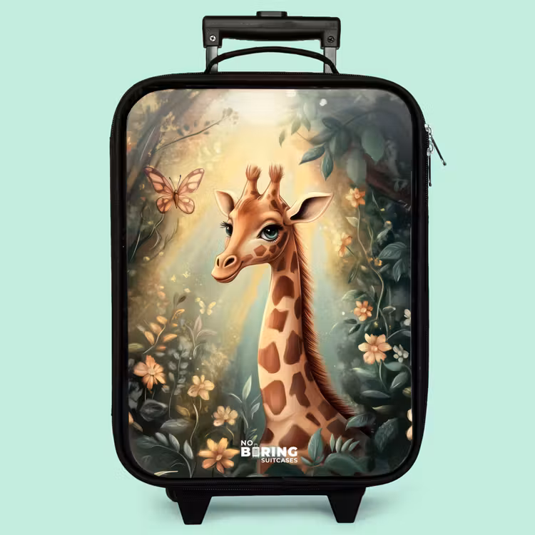 Valise enfant - Noir - Jeune girafe parmi les fleurs dans une forêt ensoleillée — 3