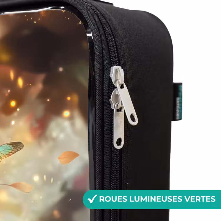 Valise enfant - Noir - Lion avec papillons dans une jungle fleurie — 6