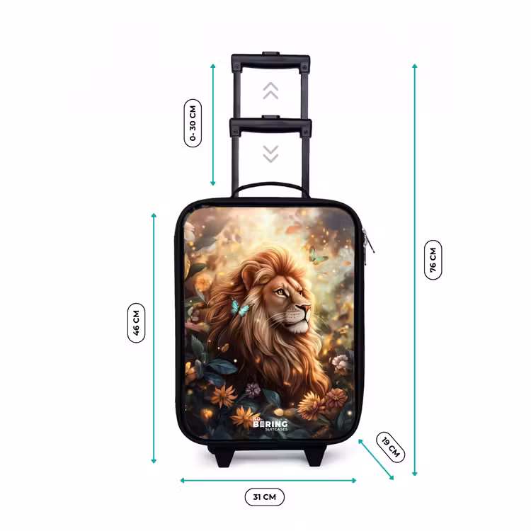 Valise enfant - Noir - Lion avec papillons dans une jungle fleurie — 7