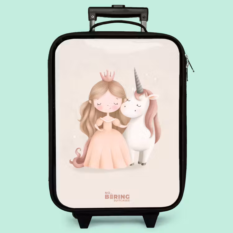 Valise enfant - Noir - Princesse et licorne aux couleurs pastel — 3
