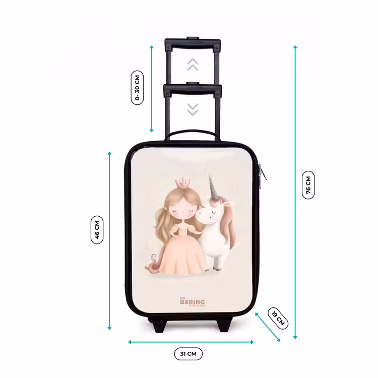 Valise enfant - Noir - Princesse et licorne aux couleurs pastel — 7