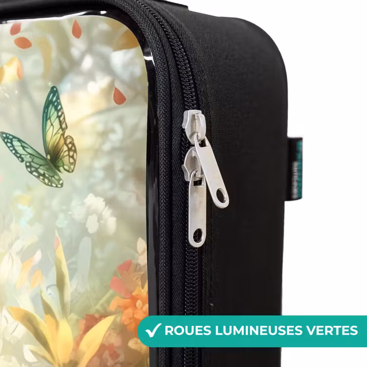 Valise enfant - Noir - Tigre dans un champ de fleurs avec papillons et soleil — 6
