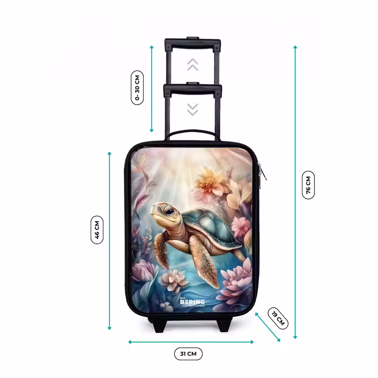 Valise enfant - Noir - Tortue de mer parmi les fleurs sous-marines — 7