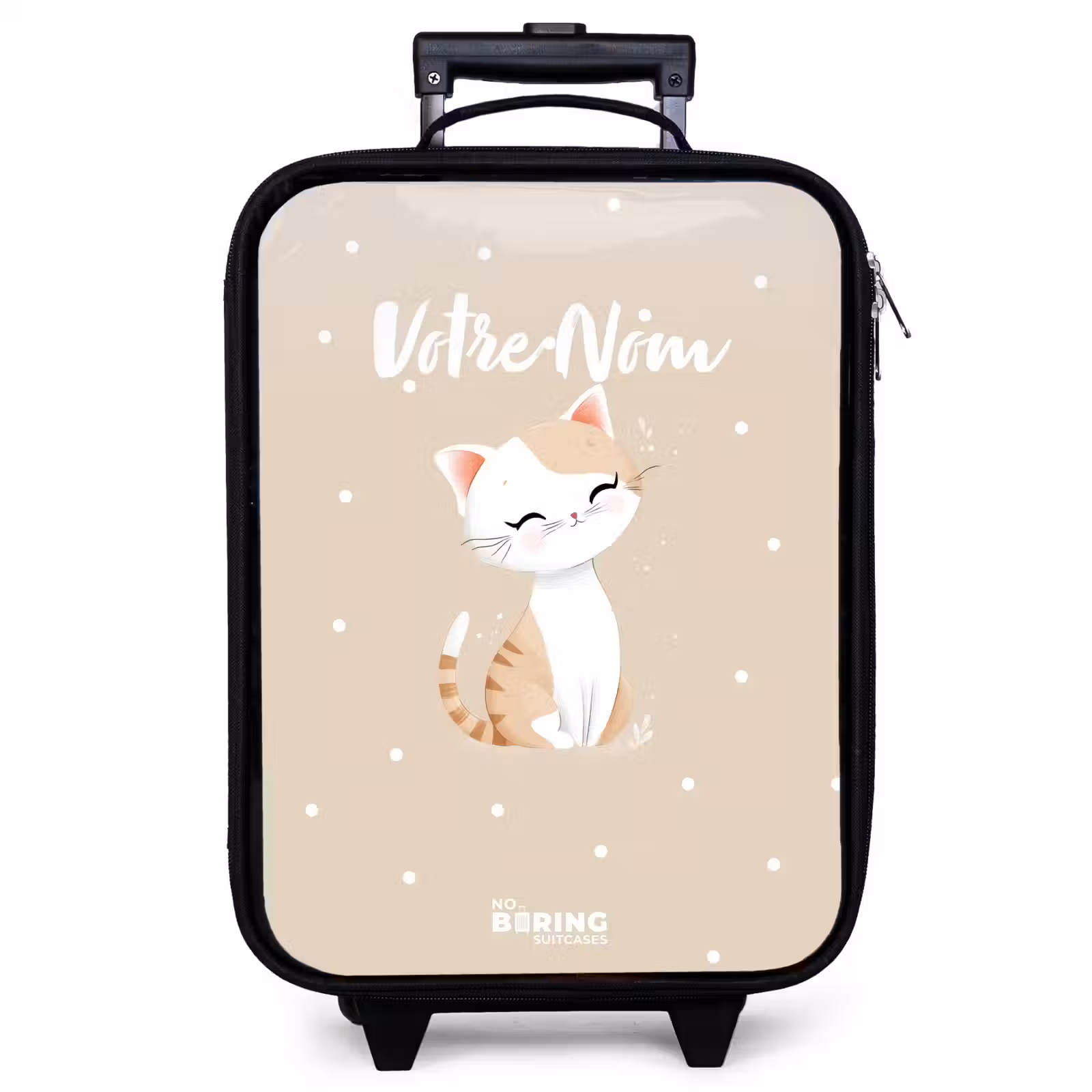 Valise enfant - Noir - Chat entouré de points beiges — 1