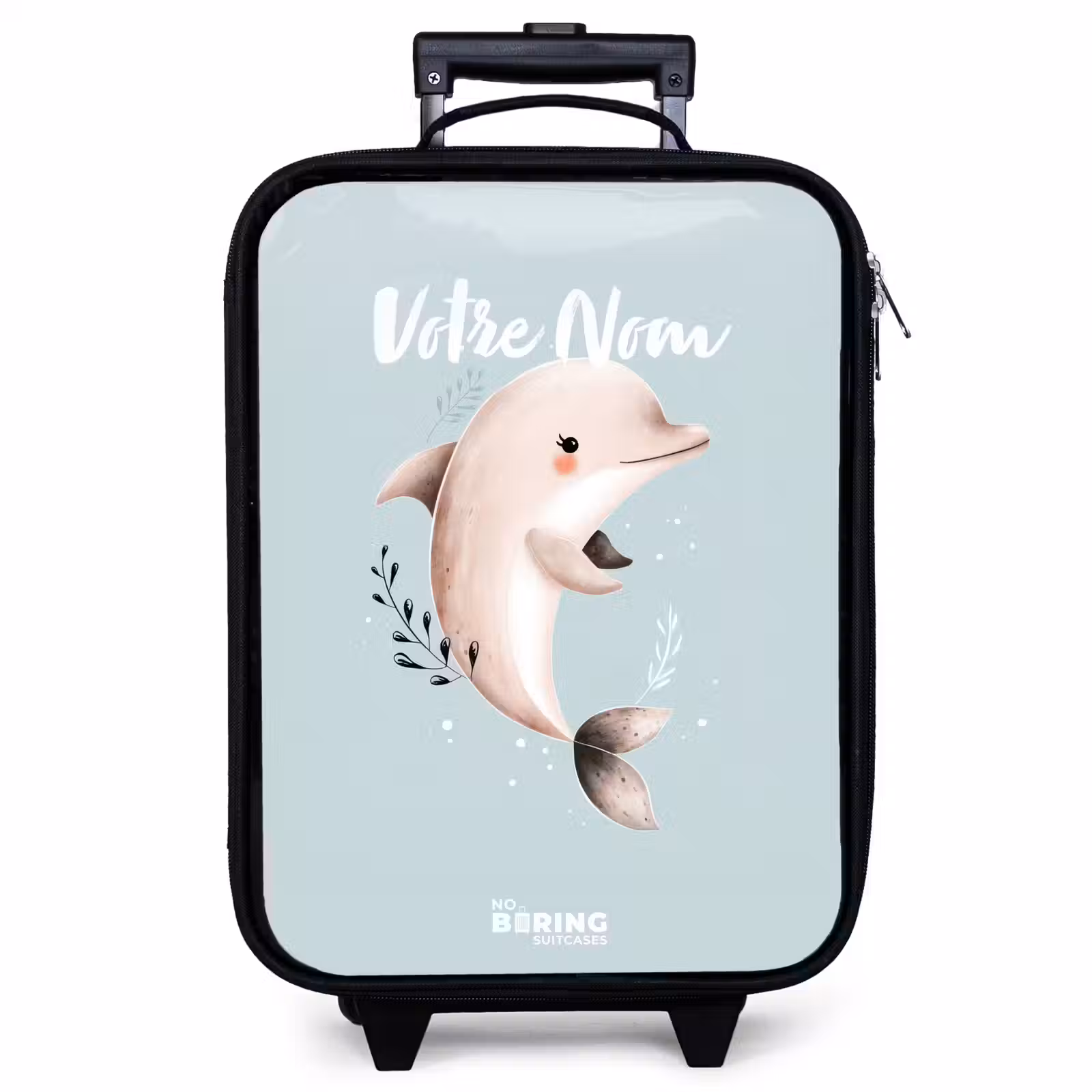 Valise enfant - Noir - Dauphin beige dans l'eau bleue — 1
