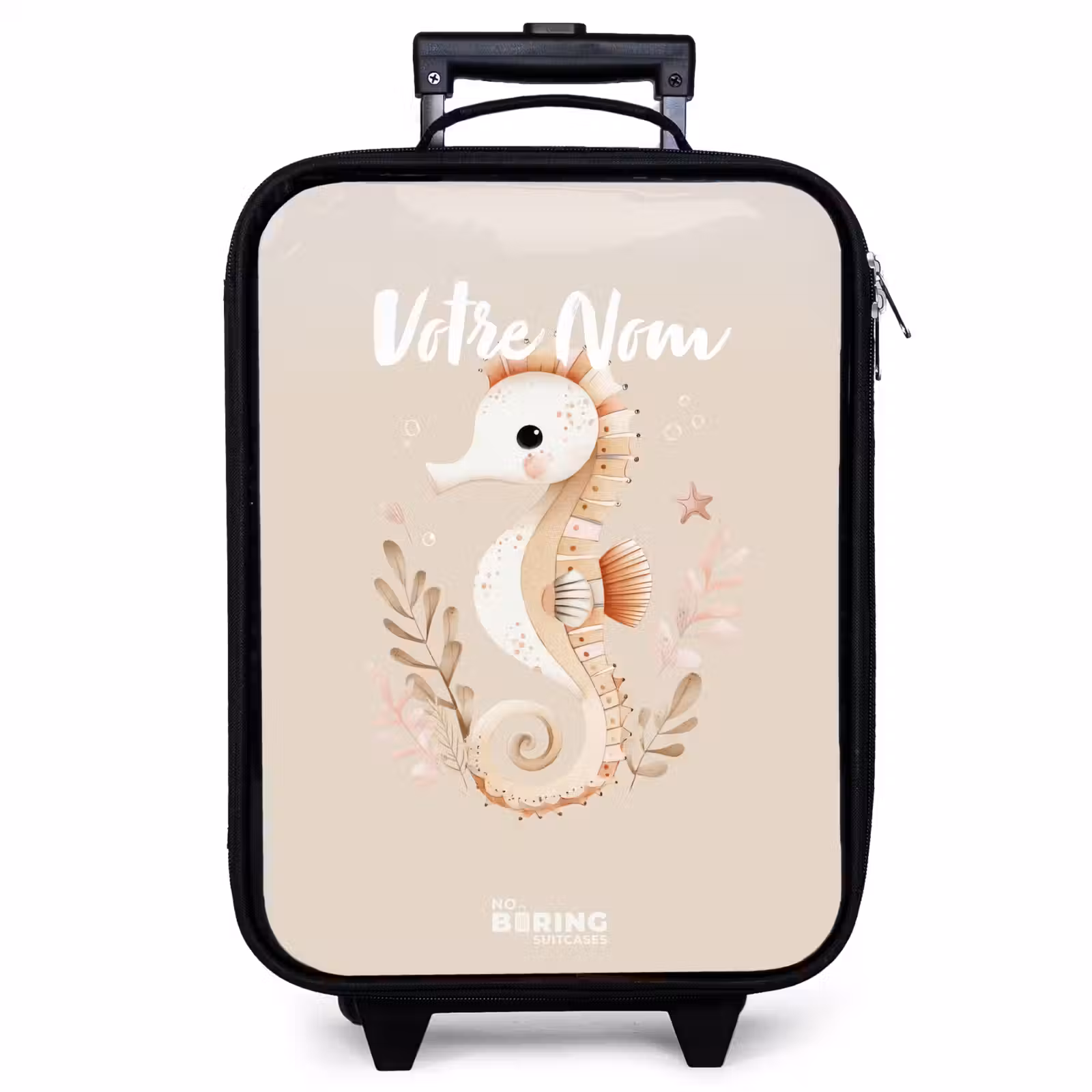 Valise enfant - Noir - Hippocampe rose parmi les plantes marines — 1