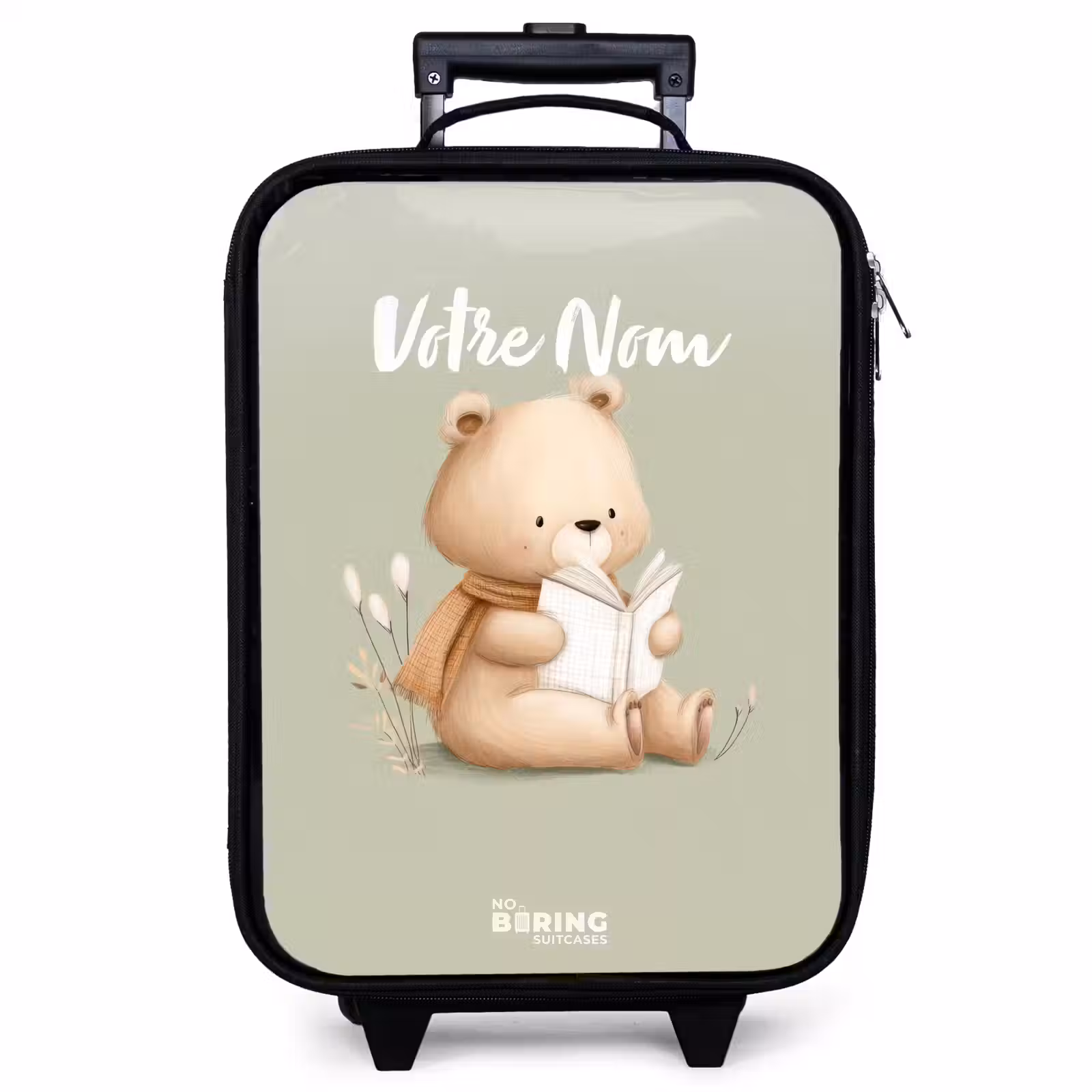 Valise enfant - Noir - Un ours brun avec un livre - Vert — 1