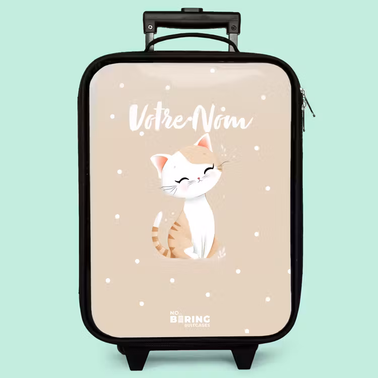 Valise enfant - Noir - Chat entouré de points beiges — 3