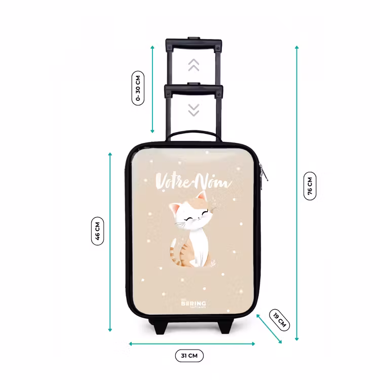 Valise enfant - Noir - Chat entouré de points beiges — 7