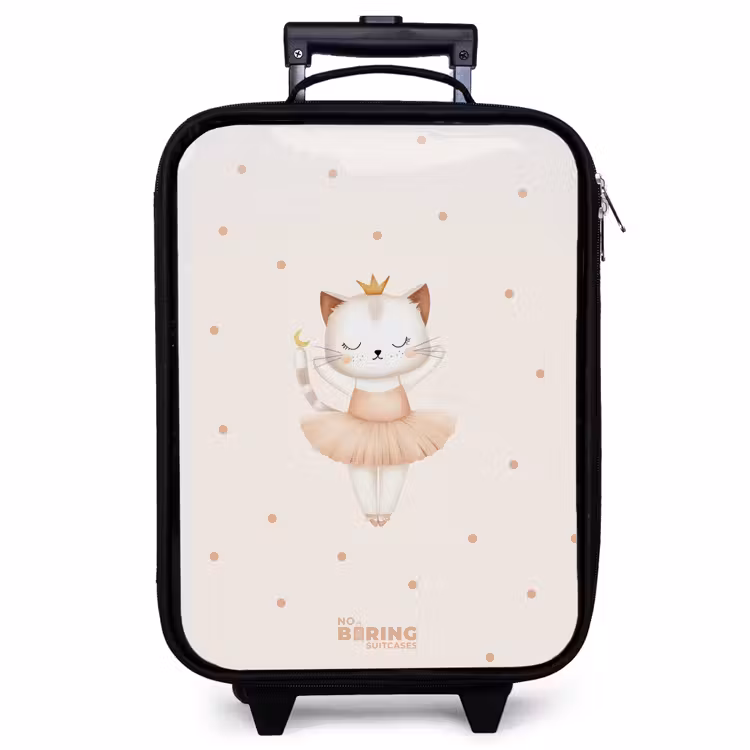 Valise enfant - Noir - Chaton ballerine en couleur beige — 1