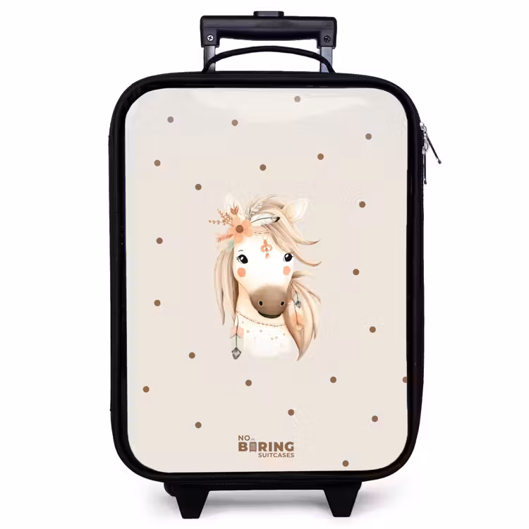 Valise enfant - Noir - Cheval de bohème aux couleurs pastel — 1
