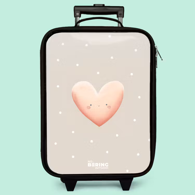 Valise enfant - Noir - Coeur rose entouré de points beiges — 3