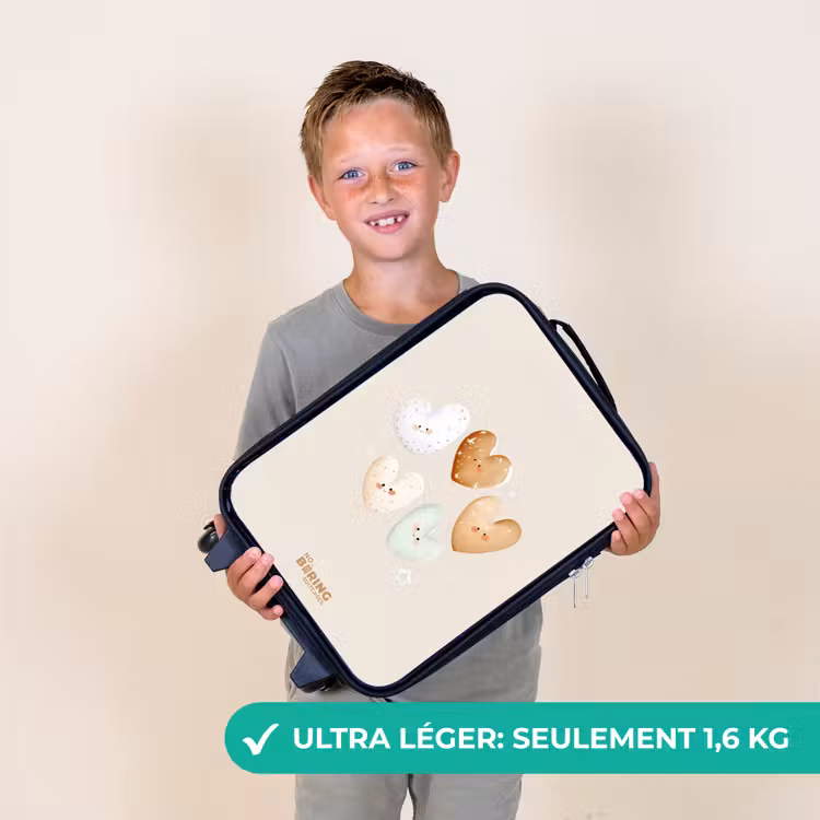 Valise enfant - Noir - Coeurs dans des tons beiges doux — 2