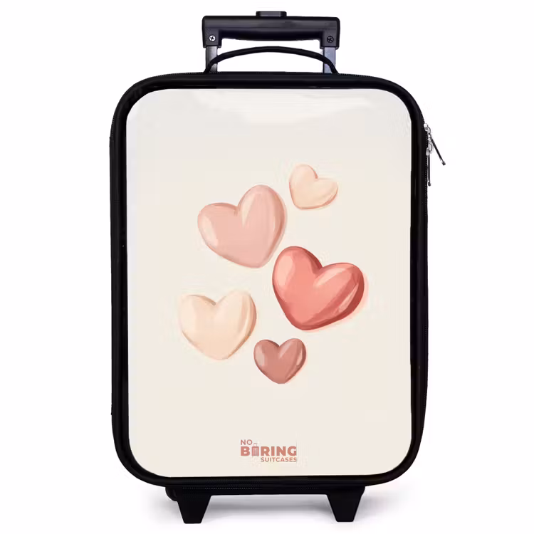Valise enfant - Noir - Coeurs flottants dans des tons doux de rouge et de rose — 1