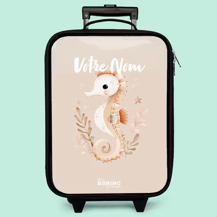 Valise enfant - Noir - Hippocampe rose parmi les plantes marines — 3