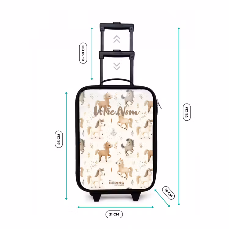 Valise enfant - Noir - Motif des poulains dans les couleurs beige et marron — 7