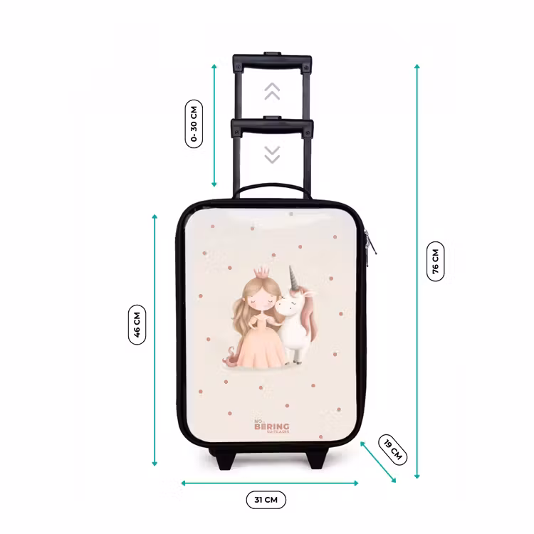 Valise enfant - Noir - Princesse et licorne aux couleurs pastel — 7