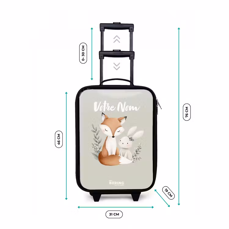 Valise enfant - Noir - Renard et lapin entourés de feuilles vertes — 7
