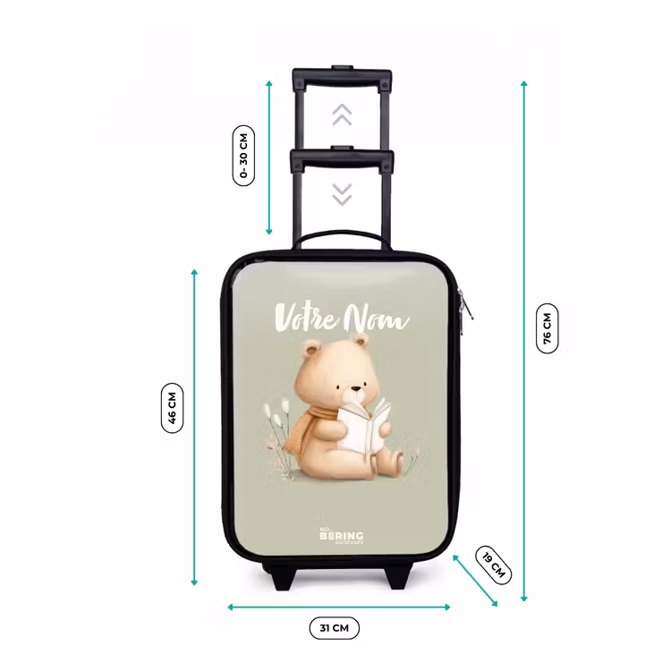 Valise enfant - Noir - Un ours brun avec un livre - Vert — 7