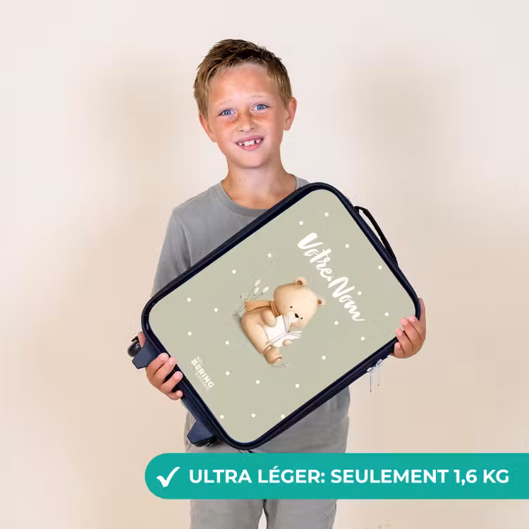 Valise enfant - Noir - Un ours brun lisant un livre - Vert — 2