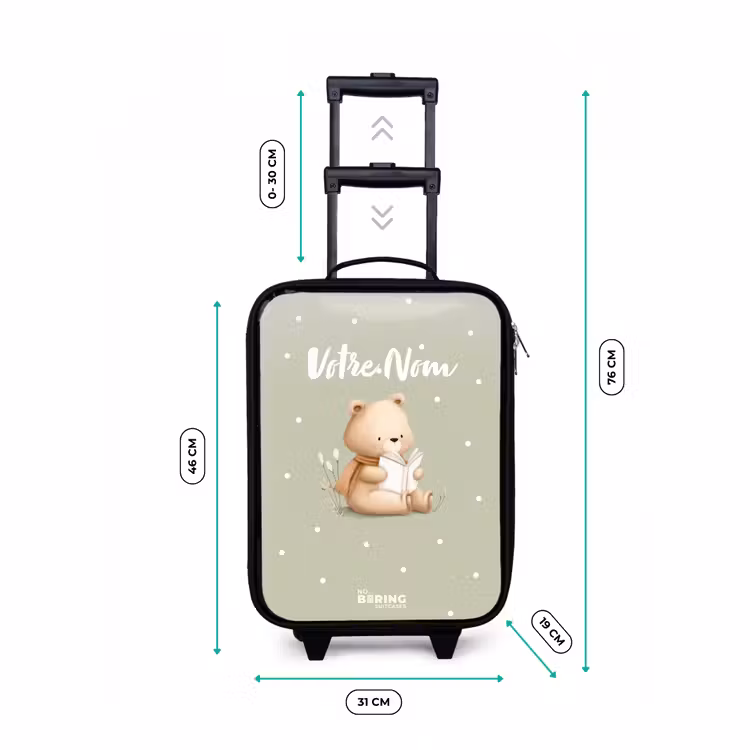Valise enfant - Noir - Un ours brun lisant un livre - Vert — 7