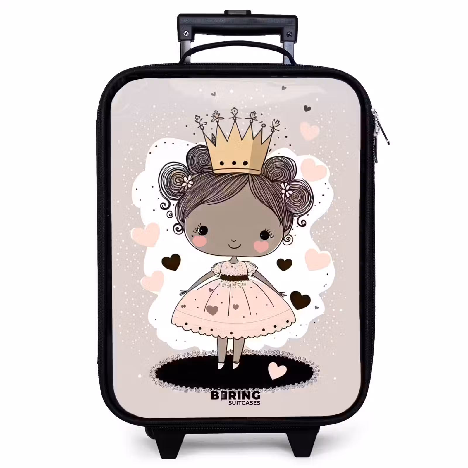 Valise enfant - Princesse sur fond coloré avec des cœurs roses et noirs — 1