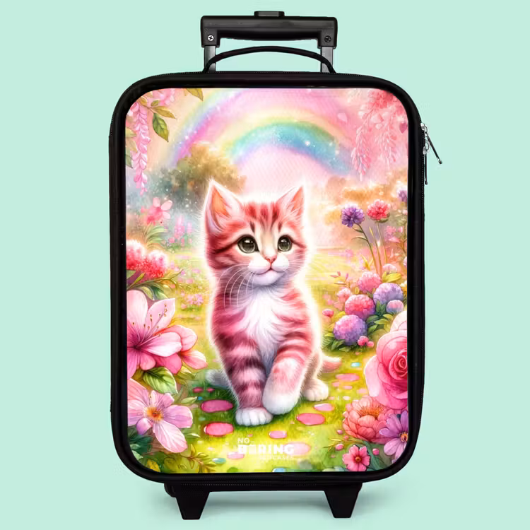 Valise enfant - Noir - Chaton arc-en-ciel rose — 3