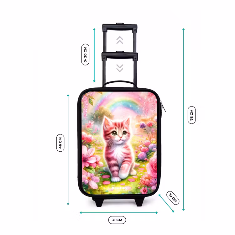 Valise enfant - Noir - Chaton arc-en-ciel rose — 7