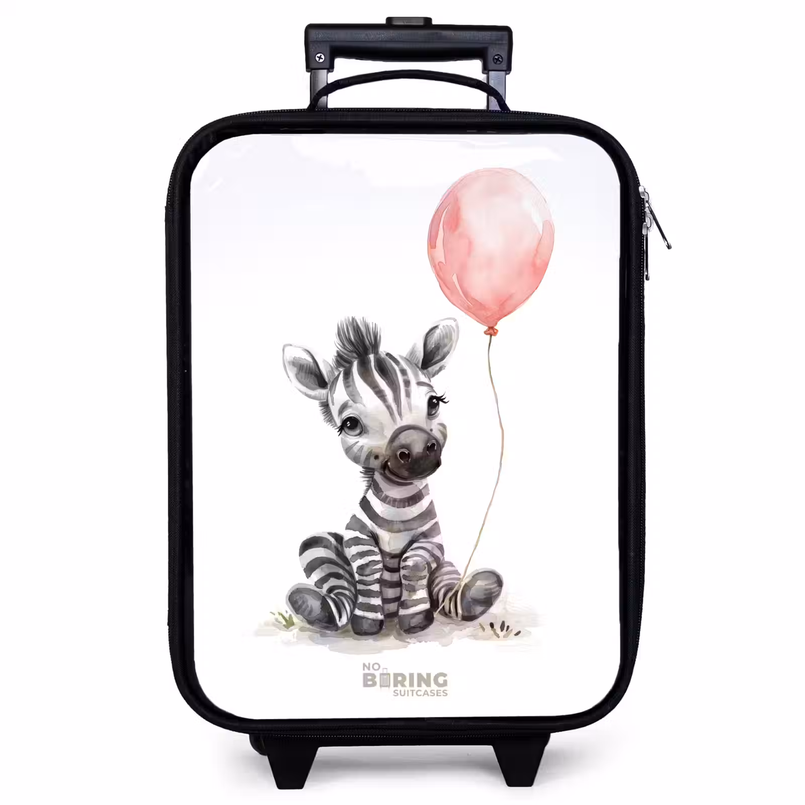Valise enfant - Noir - Zèbre avec ballon rose — 1
