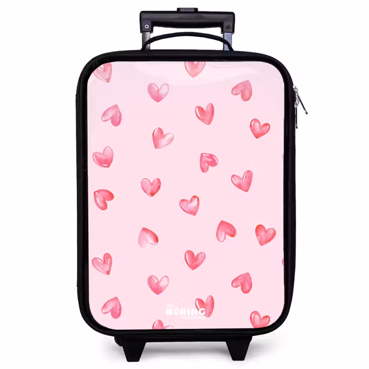 Valise enfant - Noir - Coeurs roses — 1