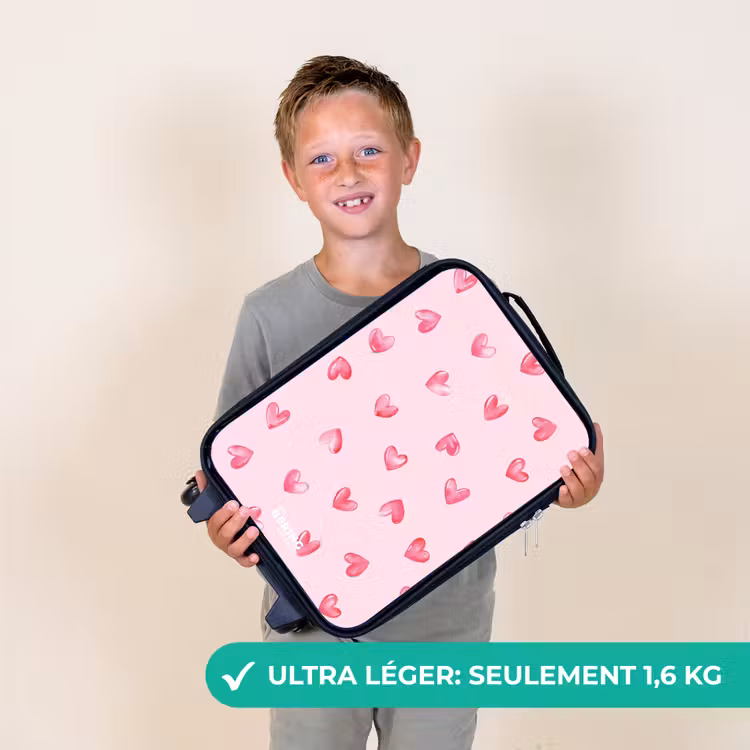 Valise enfant - Noir - Coeurs roses — 2