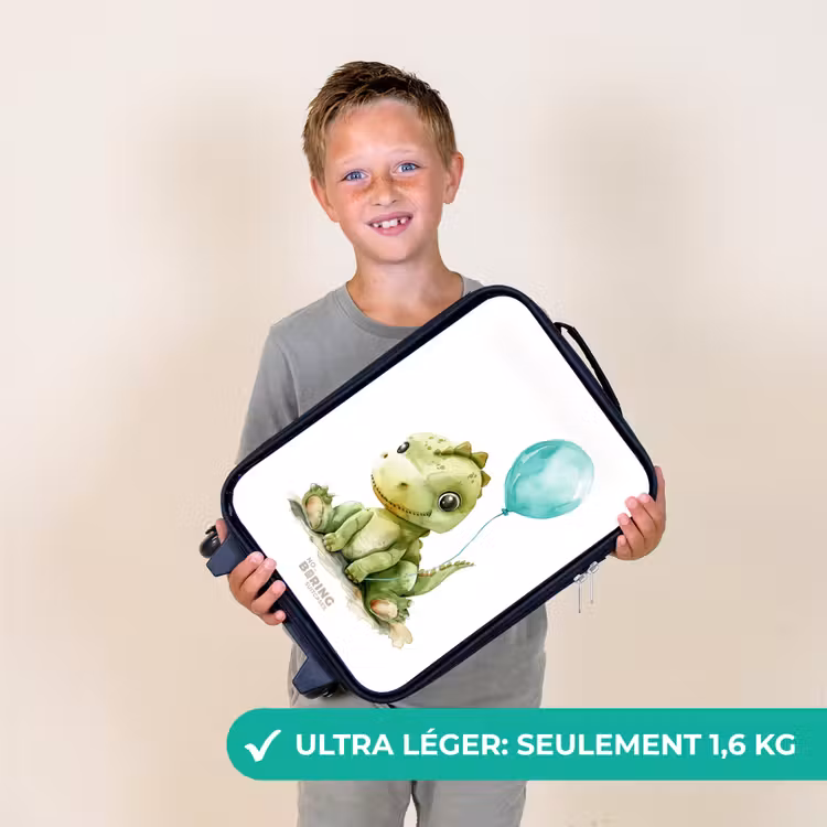 Valise enfant - Noir - Dino avec ballon bleu — 2
