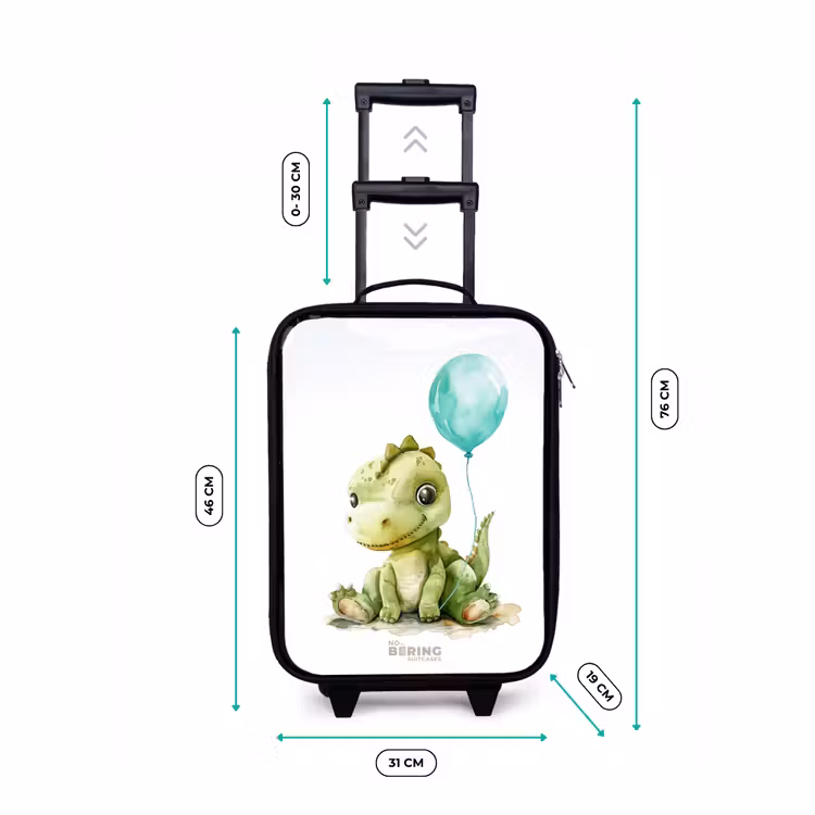 Valise enfant - Noir - Dino avec ballon bleu — 7