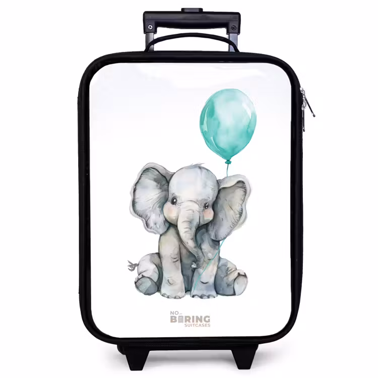 Valise enfant - Noir - Eléphant avec ballon bleu — 1