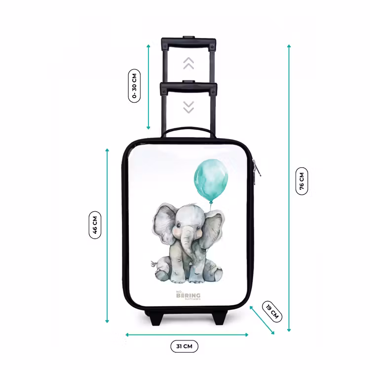 Valise enfant - Noir - Eléphant avec ballon bleu — 7