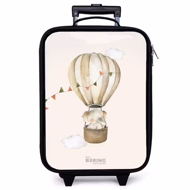 Valise enfant - Noir - Éléphant en montgolfière — 1