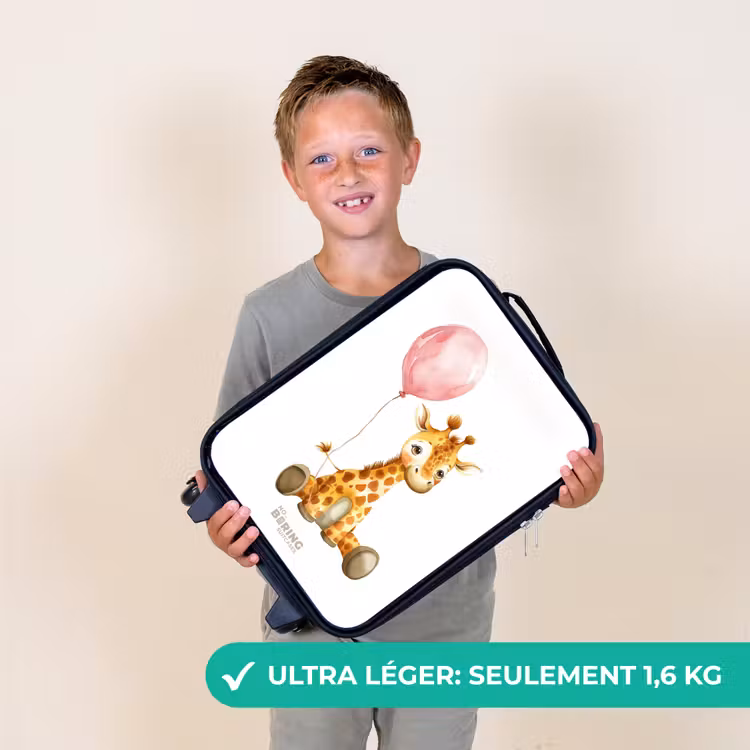Valise enfant - Noir - Girafe avec ballon rose — 2