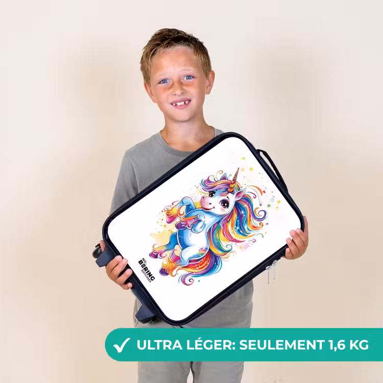 Valise enfant - Noir - Licorne à la crinière arc-en-ciel — 2