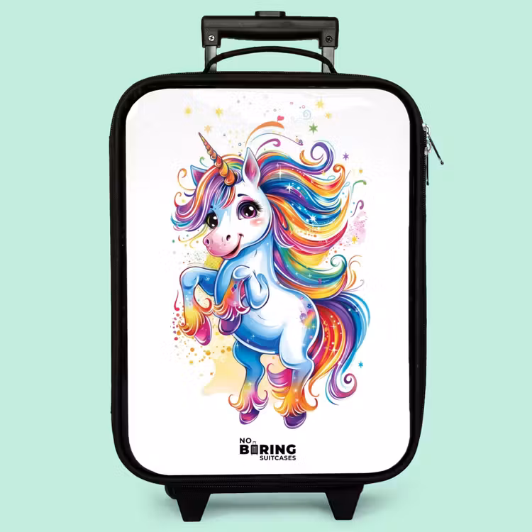 Valise enfant - Noir - Licorne à la crinière arc-en-ciel — 3