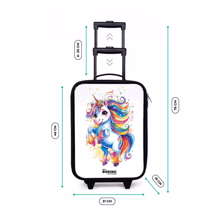 Valise enfant - Noir - Licorne à la crinière arc-en-ciel — 7
