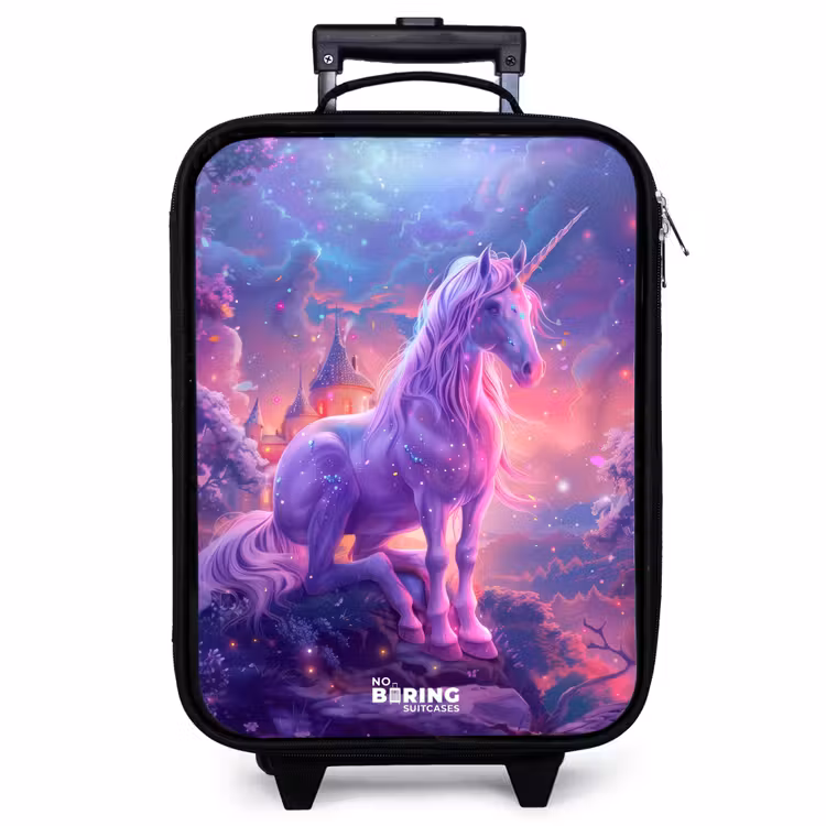 Valise enfant - Noir - Licorne violette dans un environnement magique — 1