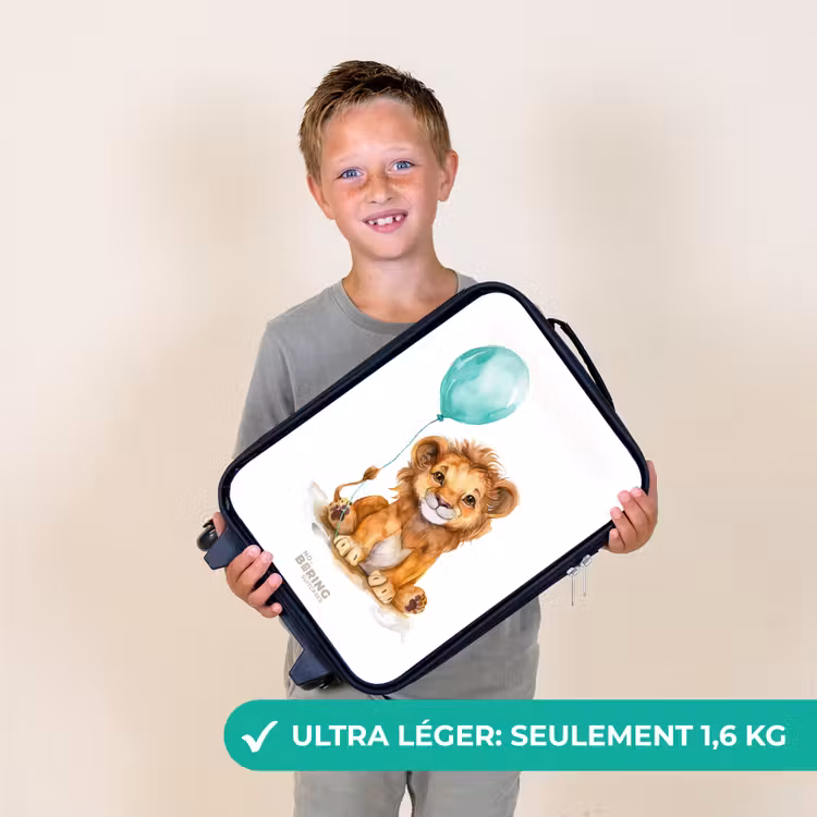 Valise enfant - Noir - Lion avec ballon bleu — 2