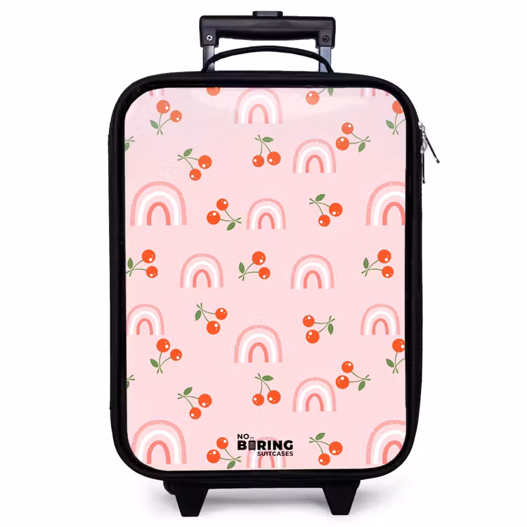 Valise enfant - Noir - Rose avec motif arc-en-ciel et cerise — 1