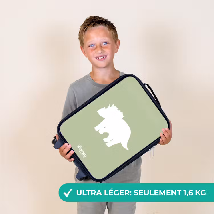 Valise enfant - Noir - Vert avec le dino Triceratops — 2