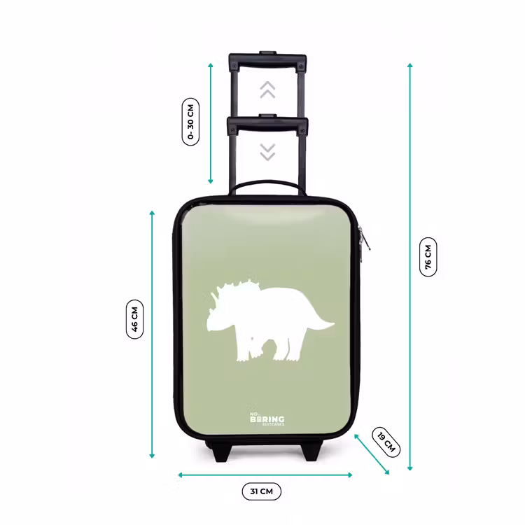 Valise enfant - Noir - Vert avec le dino Triceratops — 7