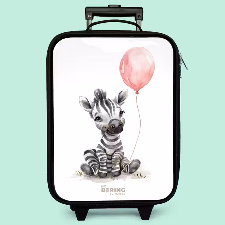 Valise enfant - Noir - Zèbre avec ballon rose — 3