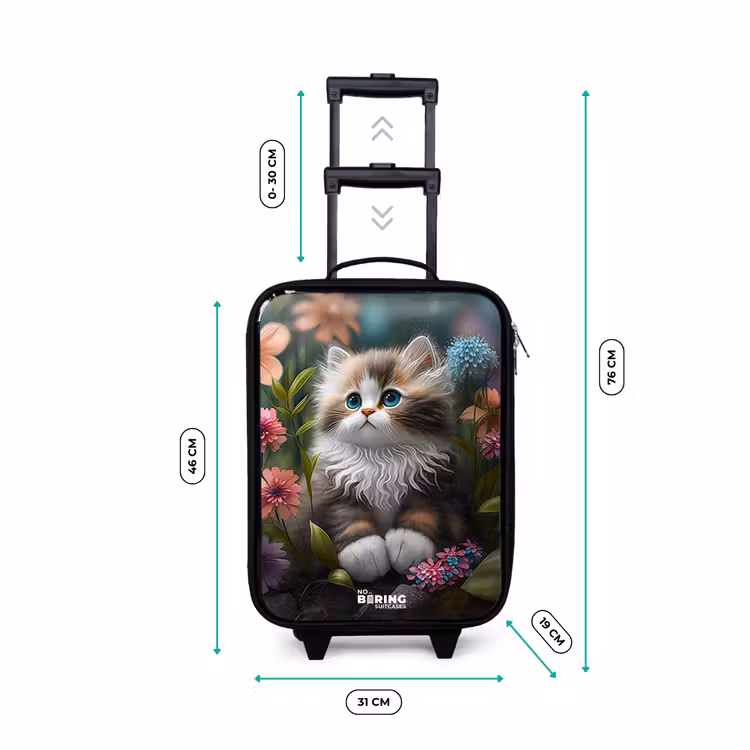Valise enfant - Noir - Chaton parmi les fleurs — 4