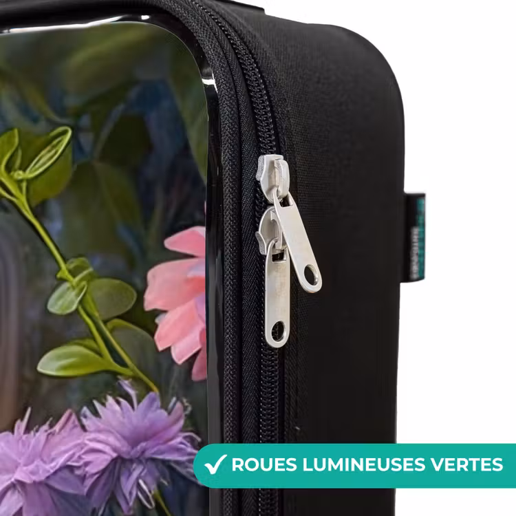 Valise enfant - Noir - Chaton se cachant derrière des fleurs — 3